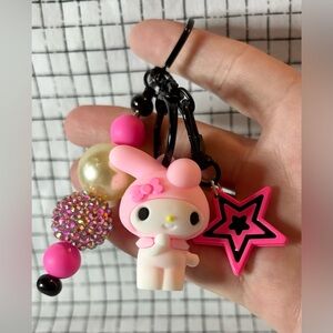 My Melody Hand Beaded Keychain Hello Kitty and Friends